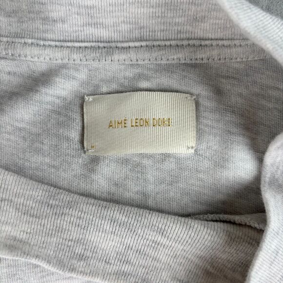 Aime Leon Dore Dime Bag Shirt Mens M Heather Gray Mock Long Sleeve Pocket Cotton - Picture 8 of 11